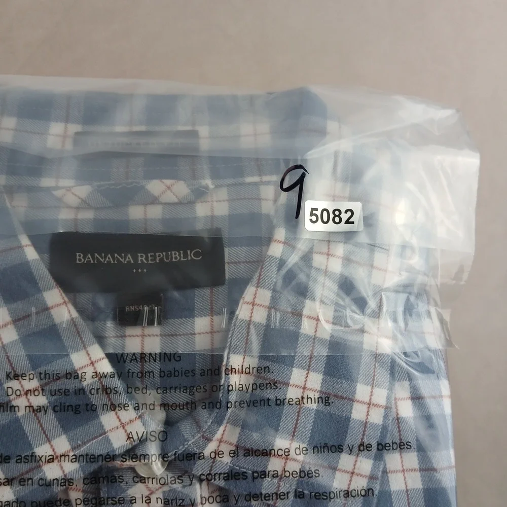Banana Republic Large‎ Mens Shirt Button Up Long Sleeve Flannel Untucked 23x27